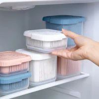 1Pcs Mini Refrigerator Organizer Drain Sealed Ginger Container Crisper Debris Fridge Storage Boxes Kitchen Supplies