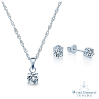 Alesai 艾尼希亞鑽石 30分鑽石 F/VS2 四爪 鑽石項鍊&amp;六爪 鑽石耳環 輕珠寶套組
