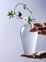 日式禪意玻璃花瓶水培透明花器插花梅瓶水養家居客廳裝飾擺件 全館免運