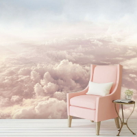 北歐ins風粉色云朵壁紙網紅拍攝背景墻紙美容美甲服裝店創意壁畫