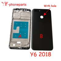 Best Quality Middle Frame For Huawei Y6 2018 Housing Front Frame Middle Frame+Back Battery Cover+Camera Lens Repair Parts