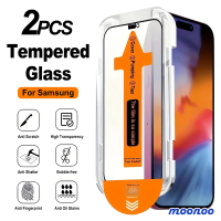 กระจกกันรอยหน้าจอฟรีฝุ่น HD, 2 ชิ้น, สำหรับ Samsung Galaxy S24, S23, S22, S20, S10, Ultra, Plus, FE,