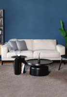 Joy Design Studio Thea 3 Seater Sofa Modern-Retro Designer Inspired Polyester Upholstery Fabric in Beige Color