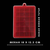 Cetakan Es Batu Silikon 24 Cube / Cetakan Es Batu Silikon Kotak / Tempat Es Batu Silikon MERAH 24GRI