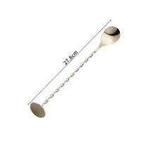 不銹鋼長吧勺雞尾酒攪拌棒（活塞吧勺金色27.8cm-【2個裝】） 