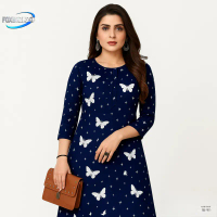 The Perfect Pair! 2026 straight-cut Kurtis with 3/4 sleeves for women & girls. Ethnic prints that ar