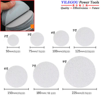 50mm 75mm 100mm 125mm Dry Abrasive Paper 2" (500pcs) 3" (200pcs) 4" (100pcs) 5" (100pcs) Round White Flocked Dry Sanding Paper