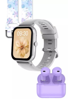 EGLANTINE FROST 特別版智慧手錶 - iOS/Android 銀色智慧手錶，搭配 2 條橡膠錶帶（灰色/FROST）