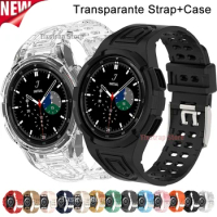 Case+Strap for Samsung Galaxy Watch 6 4 40mm 44mm Transparent Silicone Band Sport Bracelet Galaxy Watch 4 Classic 46 Accessories