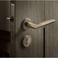 Home Retro Door Handle Lock Interior Silent Security Door Lock Bedroom Zinc Alloy Mute Lockset Furniture Hardware Supplies