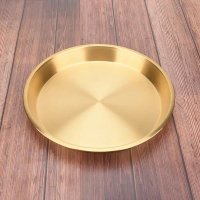 Applicable to 1Pc Household Plate Fruit Tribute Snack Plate Thick Flat Bottom Round Tray Copper Plat