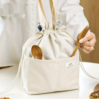 2026 In Stock! Insulated Lunch Box Bag Handbag Japanese Style Simple Student Office Worker Canvas Lu