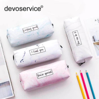 Fashion Marble Octagonal PU Pencil Case Cute Pencil Box School Supplies Stationery Gift Pencilcase Office School Tools Pen Cases