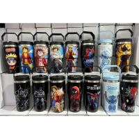 Botol Tumbler Keluli Tahan Karat 650ml Dengan Penyedut Minuman, Termos Vakum Berpenebat, Cawan Ais H