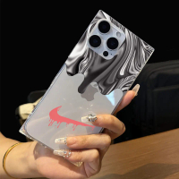 Ốp lưng điện thoại trong suốt họa tiết sóng nước Nike, chống sốc bảo vệ cho iPhone 13/12/15 Plus/17/