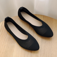 2023 Women Knitted Ballet Flats Mesh Breathable Pointed Toe Ballerina Ladies Slip on Loafers Office 