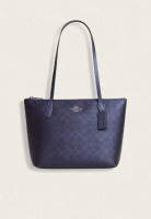 Coach Coach Fiona Zip Tote Bag In Signature Canvas Blue Navy