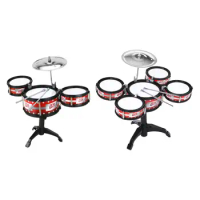 Childrens Simulation Drum Toy with Cymbal Drumsticks Beginners Kids Drum Set for Girls Boys Beginners 1 2 3 4 Years Old Children