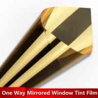 HOHOFILM 3Mil Gold Mirrored Window Film one way Home Office Decor Tint Window Sticker Reflective Tint Glue Tinted Office tint