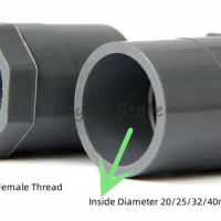 10Pcs Inside Diameter 20/25/32/40mm x 1/2" 3/4" 1" 1.2" Female Thread PVC Water Supply Pipe Straight Grey Connector