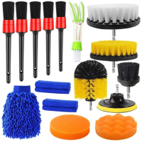 23pcs Car Cleaning Tool Kit Car Wash Kit, Car Detailing Brush Set, Auto  Detailing Drill Brush Set