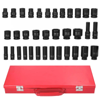 35Pcs 1/2\ 8-32mm CRV Air Impact Ratchet Wrench Socket Air Impact Socket Set Hex 6 Points Socket Sle