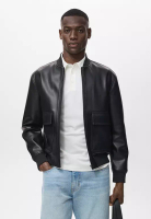 MANGO Man Leather-Effect Bomber Jacket