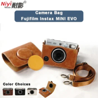 Gold Cap Camera Case for Fujifilm Instax MINI EVO Camera with EVO Lens Cap Protection Camera Storage Bag Pouch Protector PU