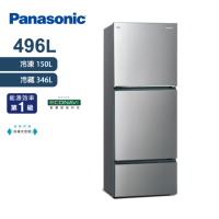 Panasonic國際牌 496L 無邊框鋼板系列三門變頻1級電冰箱 晶漾銀 NR-C493TV