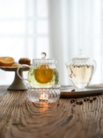 創意歐式耐熱玻璃花草茶壺加熱溫茶底爐下午茶咖啡壺 茶蠟直燒