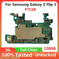 Mainboard For Samsung Galaxy Z Flip 3 F711B Motherboard Unlocked 128GB For Samsung Galaxy Z Flip 3 F711B Logic Board