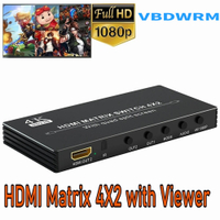 4K HDMI Matrix Switcher 4X2 HDMI Quad Multi-Viewer Spilt Screen Multiviewer Dual Monitor 4in1 Converter พร้อมสวิตช์ไร้รอยต่อ