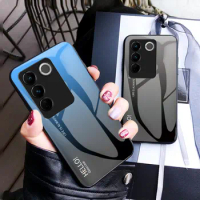 Vivo V27 Pro V27Pro V2230 Case Gradient Shockproof Tempered Glass Hard Back Cover Phone Case for Vivo V27 VivoV27 5G V2231 V2246