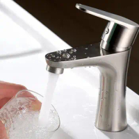 SUS 304 stainless steel Brushed nickel Waterfall Bathroom Basin Faucet tap mixer Single Handle Sink Mixer Tap 314