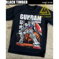 BT 168 Gundam RX-78-02 เสื้อยืด สีดำ BT Black Timber T-Shirt ผ้าคอตตอน สกรีนลายแน่น S M L XL XXL คํา