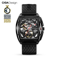 CIGA Design Automatic Mecthanical Skeleton Watch for Men Z Series Black DLC Coatings Case Fashion Casual Male Watches Timepiece