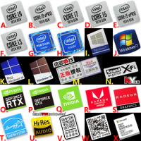 Core i9 i5 i7 i5 i3 VPRO RTX GTX Hi-Res AUDIO Sticker Label Decal For Laptop Desktop Computer Tablet Personalized DIY Decoration