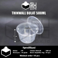 [1 PAK ISI 25 PCS] Thinwall MANGKOK BULAT 500ml + tutup / bowl plastik mangkuk baso bubur mie 500 ml