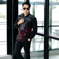 Kemeja Batik Pria Slimfit Lengan Panjang motif ajisaka Lapis dalam furing