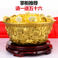 銅聚寶盆擺件黃銅實心聚寶盆擺件銅一碗金聚寶盆擺件工藝禮品
