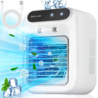 Portable Air Conditioner Rechargeable Personal Mini Air Conditioner 2 Speeds 500ml Tank Evaporative Air Cooler for Room Camping