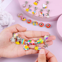 66pcs Charm Bracelet Making Kit, Crystal Jewelry Making kit DIY Beaded Jewellery Charms for Girls wi