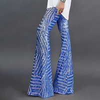 High Waist Sequins Striped Flared Pants Vintage Fashion Women Shiny Bell-Bottoms Trousers Disco Dance Long Pants Streetwear