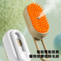 【AFAMIC 艾法】智能電動蒸氣寵物按摩梳除毛刷(狗梳毛 貓梳毛 寵物梳 寵物除毛 噴霧梳 清潔刷 蒸氣除毛)