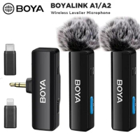 Boya boyalink a wireless lavalier lapel microphone for iPhone Android PC computer DSLR cameras streaming YouTube recording vlog