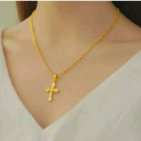 Kalung free liontin salib kuning dilapisi kuning emas kadar 24k pashion white pearl earrings