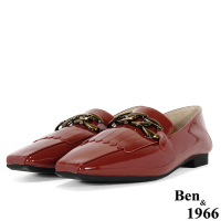 Ben&amp;1966高級頭層牛漆皮流行流蘇樂福鞋-櫻桃紅(208292)
