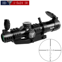 Bestsight 1-5x24 Compact Scope Riflescope 30mm Center Dot Illuminated Fits AR15 .223 7.62mm Airgun Airsoft Hunting Scope