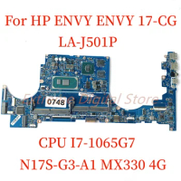 Suitable for HP ENVY ENVY 17-CG laptop motherboard LA-J501P with CPU: I7-1065G7 GPU: N17S-G3-A1 MX330 4G 100% Tested Fully Work