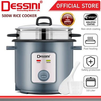 DESSINI ITALY Periuk Nasi Elektrik Lapisan Aluminium Anti Lengket, Pengukus, Multicooker, dan Fungsi